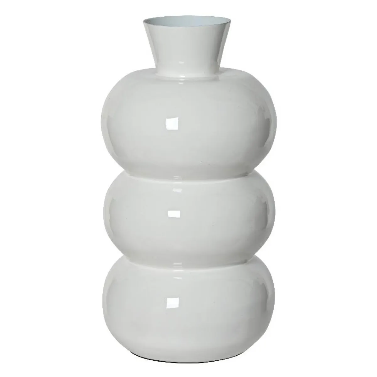 #N/A Vase en métal émaillé fait main (H33 cm) Serena brillant Blanc Clearance