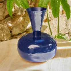 #N/A Vase en métal émaillé fait main (H23 cm) Cléa roi brillant Bleu Discount
