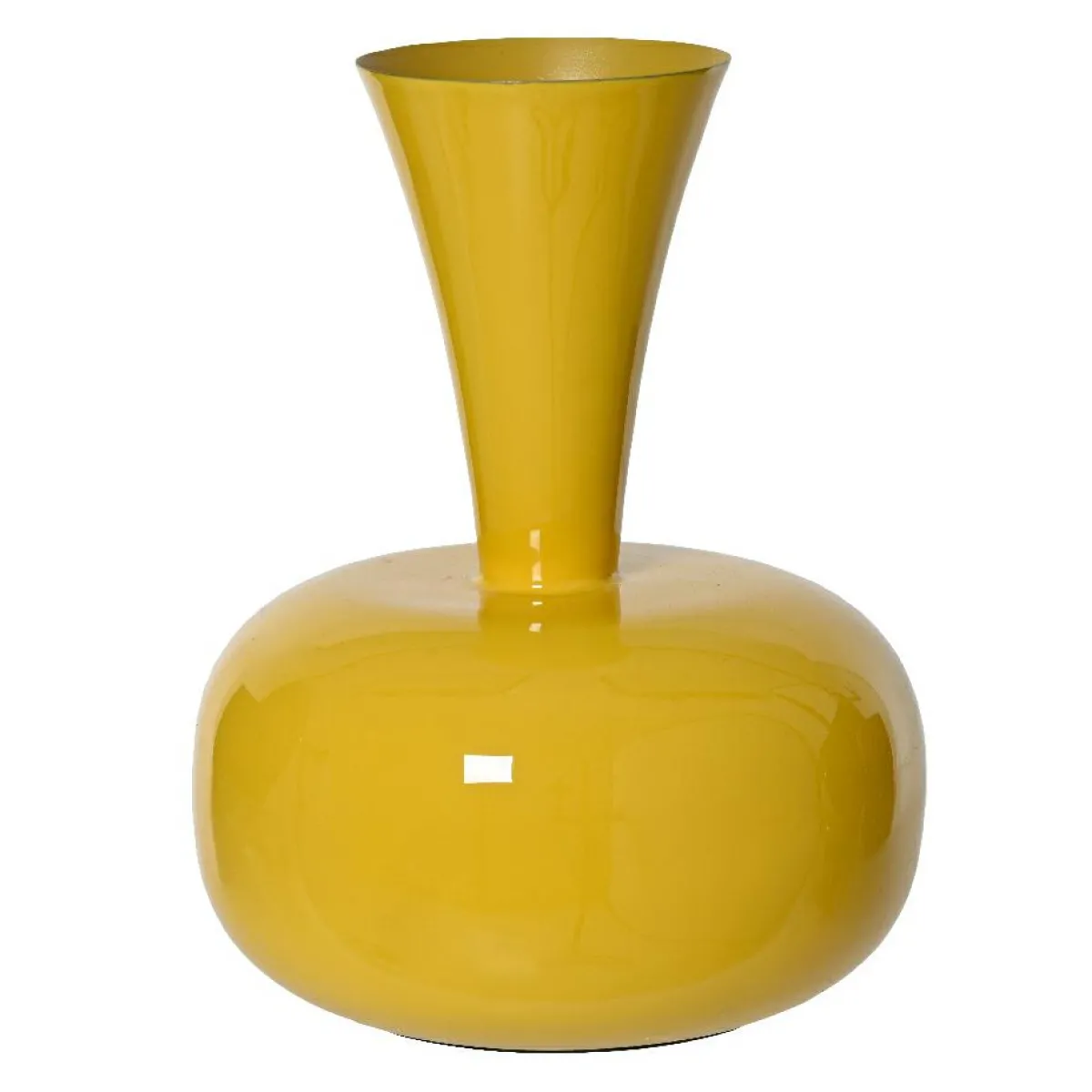 #N/A Vase en métal émaillé fait main (H23 cm) Cléa brillant Jaune Discount