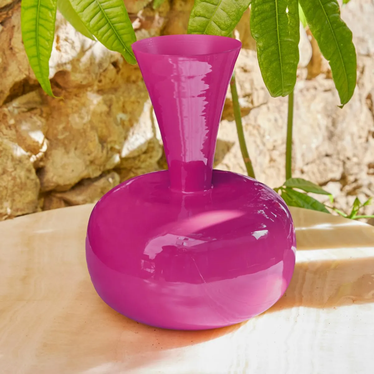 #N/A Vase en métal émaillé fait main (H23 cm) Cléa fuschia brillant Rose Discount