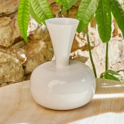 #N/A Vase en métal émaillé fait main (H23 cm) Cléa brillant Blanc Outlet