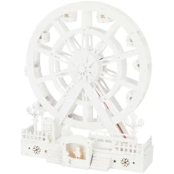 KOOPMAN Village de Noël en bois lumineux et animé (H30 cm) Roue Enchantée de Noël Blanc New