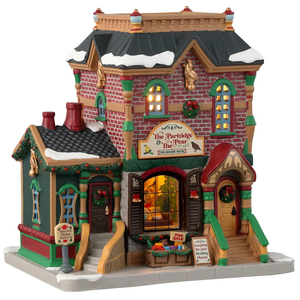 LEMAX Village de Noël à piles lumineux La Perdrix et la Poire Sale
