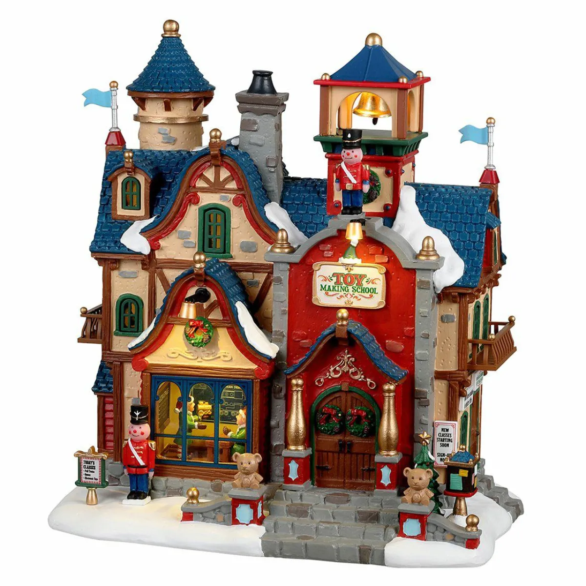 LEMAX Village de Noël à piles lumineux Ecole de la fabrique de jouet