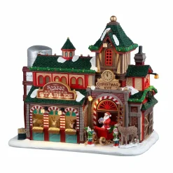 LEMAX Village de Noël à piles lumineux L'écurie des rennes du Père Noël Clearance