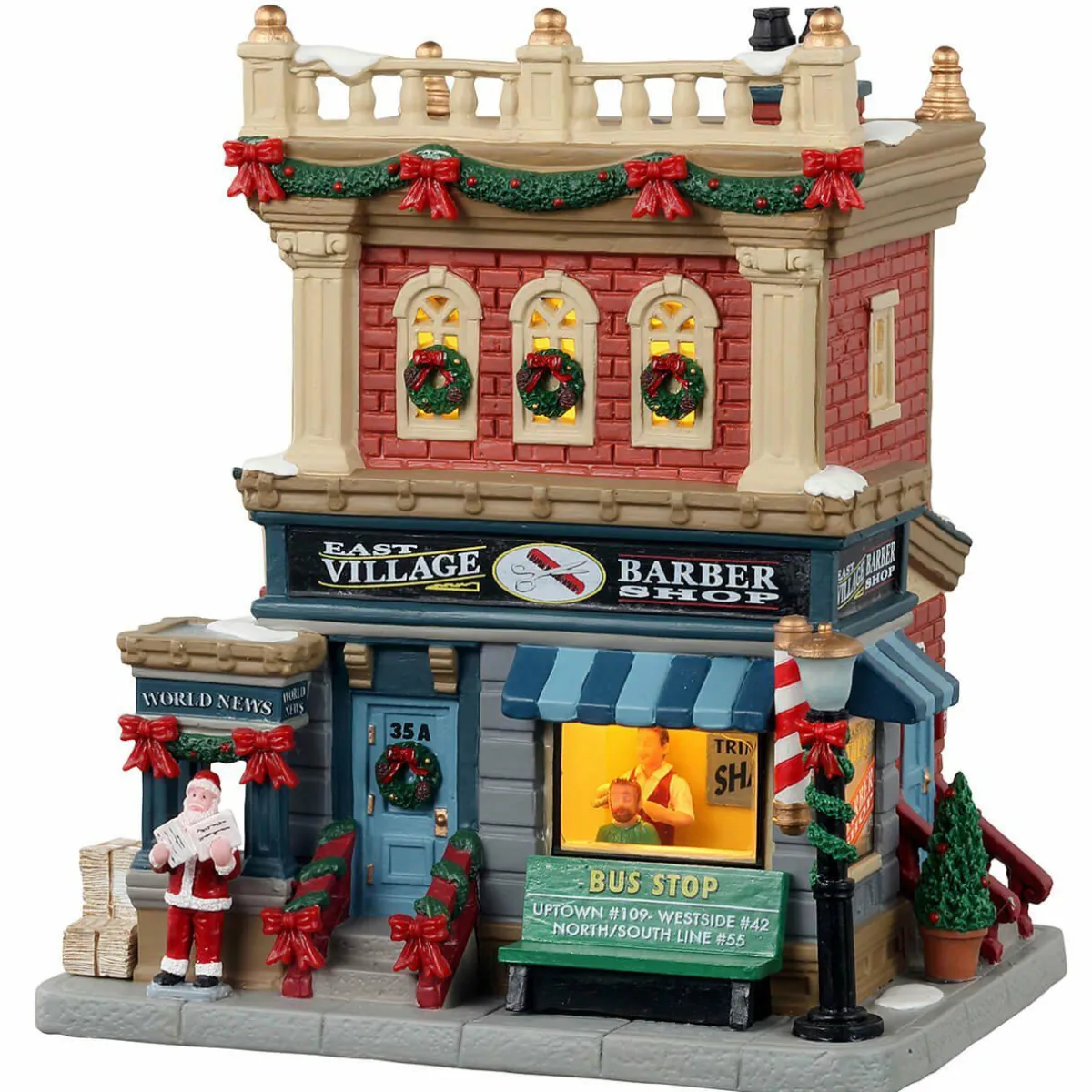 LEMAX Village de Noël à piles lumineux Barbier de East village Discount