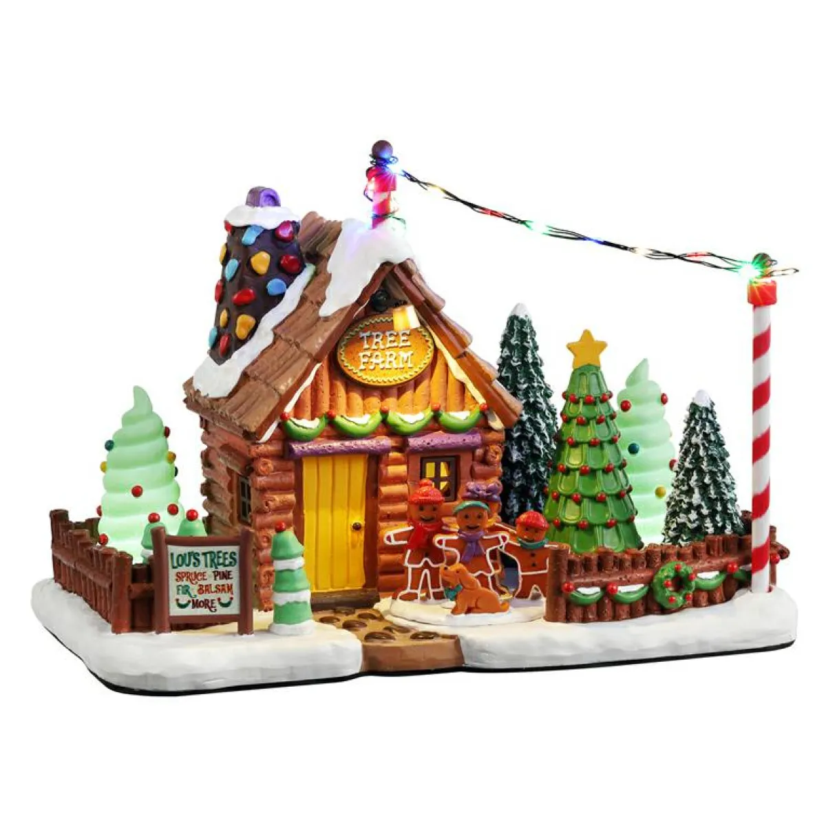 LEMAX Village de Noël lumineux à piles Ferme des sapins Lou's Tree Discount