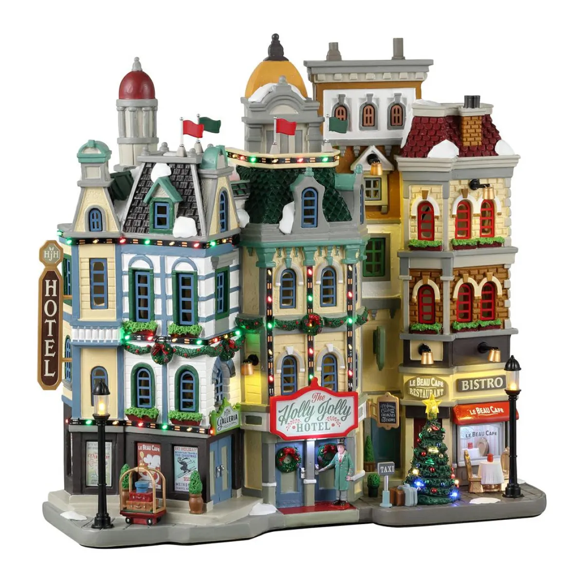 LEMAX Village de Noël lumineux à piles Hôtel Holly Jolly Best
