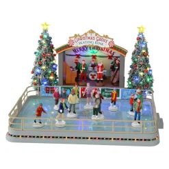 LEMAX Village de Noël lumineux, musical et animé Patinoire de Christmas Grove Outlet