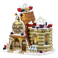 LEMAX Village de Noël lumineux à piles Café des gaufres et cookies Hot