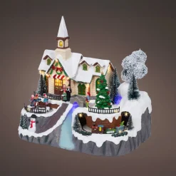 KAEMINGK Village de Noël lumineux, animé et musical (H33 cm) Eglise et chanteurs Multicolore Clearance