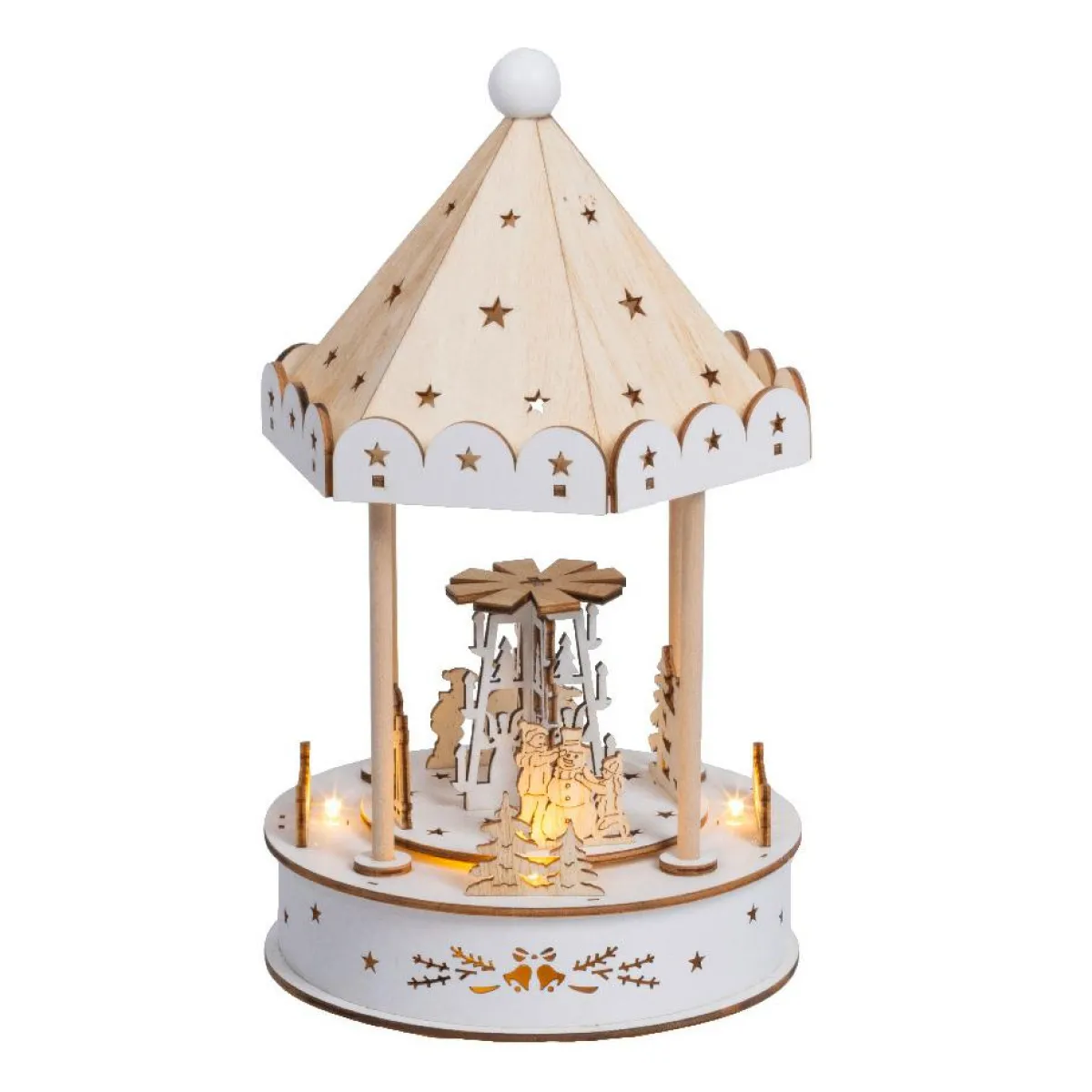 KAEMINGK Village de Noël lumineux animé et musical à piles (H26 cm) Kiosque Naturel Outlet