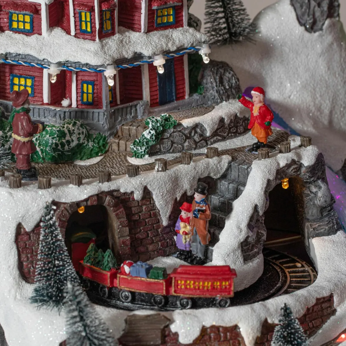 KAEMINGK Village de Noël lumineux et musical à piles Glaçons colorés et illuminés Discount