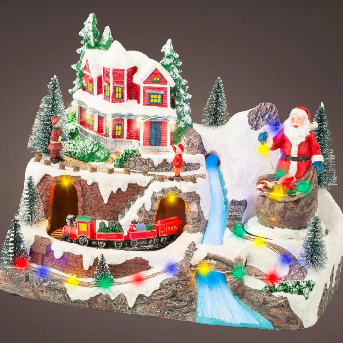 KAEMINGK Village de Noël lumineux et musical Père Noël en montagne New