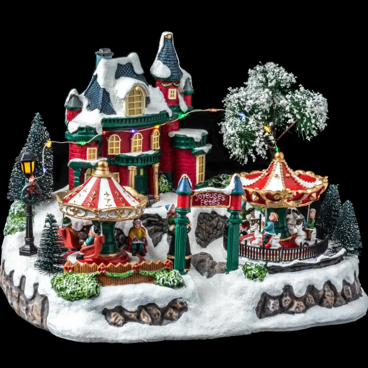 Feeric Lights & Christmas Village de Noël lumineux et animé "Joyeuses fêtes" Sale