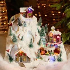 KAEMINGK Village de Noël lumineux et musical Station de ski animée Sale