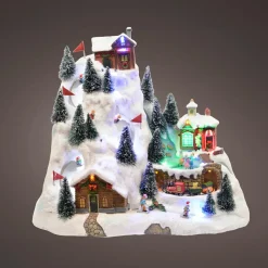 KAEMINGK Village de Noël lumineux et musical Station de ski animée Sale