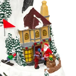 JJA Village de Noël lumineux et animé (H52 cm) Piste de ski lumineuse Multicolore