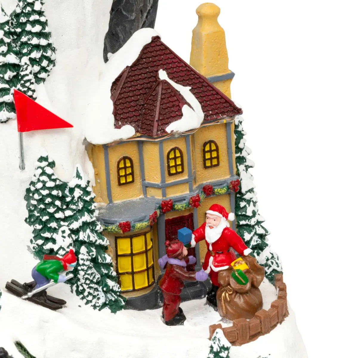 JJA Village de Noël lumineux et animé (H52 cm) Piste de ski lumineuse Multicolore