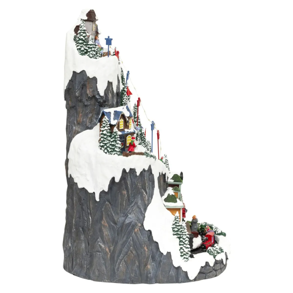 JJA Village de Noël lumineux et animé (H52 cm) Piste de ski lumineuse Multicolore