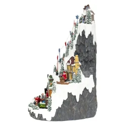 JJA Village de Noël lumineux et animé (H52 cm) Piste de ski lumineuse Multicolore