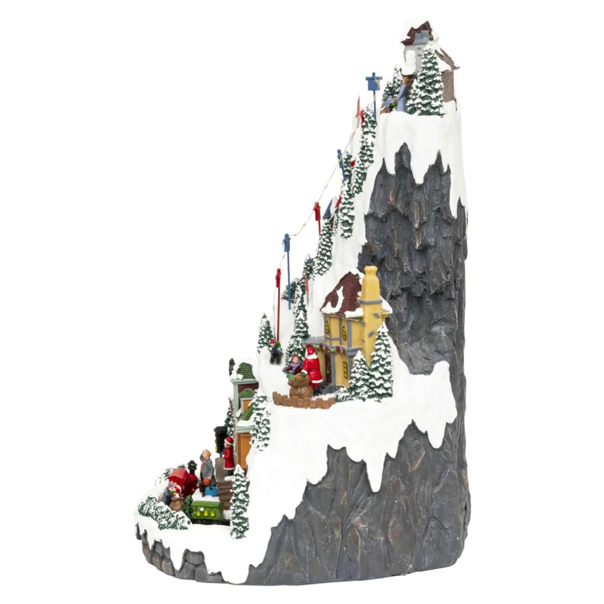 JJA Village de Noël lumineux et animé (H52 cm) Piste de ski lumineuse Multicolore