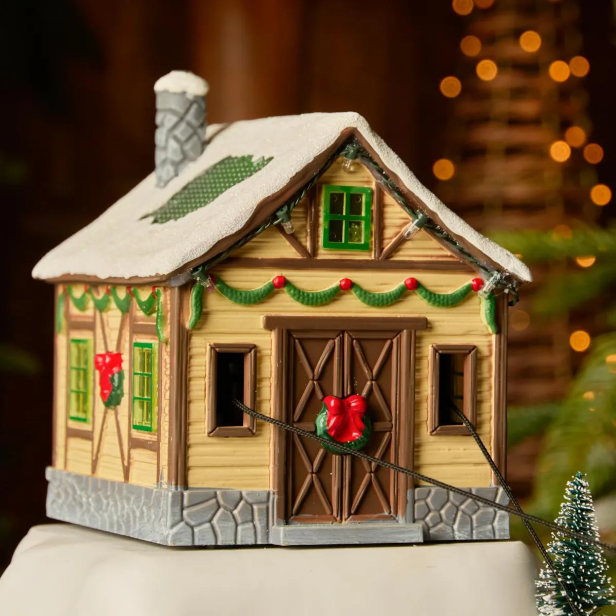 KAEMINGK Village de Noël lumineux, musical et animé Télépherique New