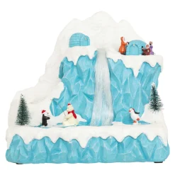 JJA Village de Noël musical et animé (H26 cm) Banquise des pingouins Bleu Clearance