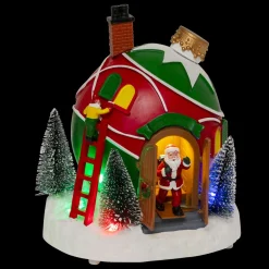 JJA Village de Noël musical et animé à piles (H22 cm) Cabane du Père Noël Multicolore Online