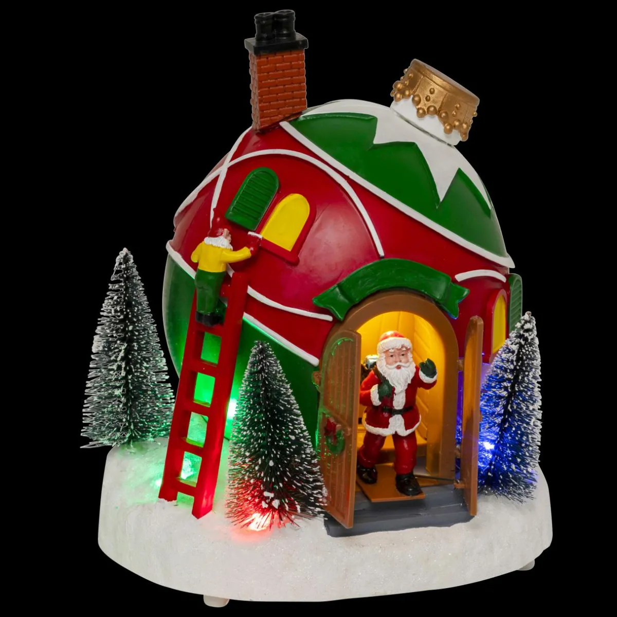 JJA Village de Noël musical et animé à piles (H22 cm) Cabane du Père Noël Multicolore Online
