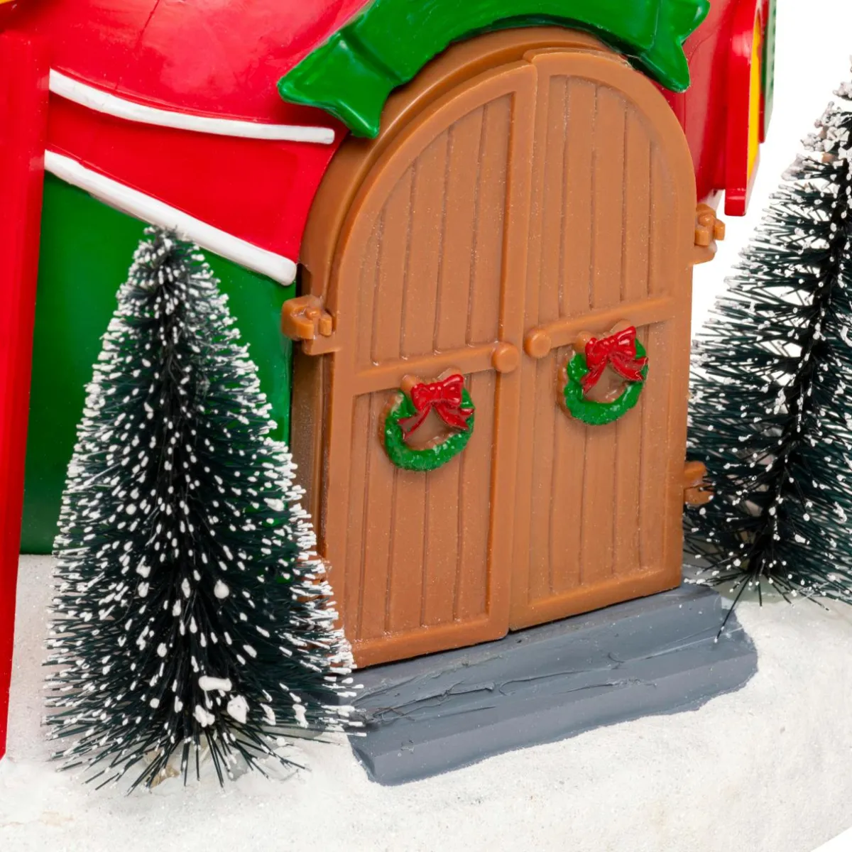 JJA Village de Noël musical et animé à piles (H22 cm) Cabane du Père Noël Multicolore Online