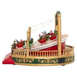 JJA Village de Noël musical et animé sur piles (H26 cm) Manège Tasses tournantes Multicolore Online