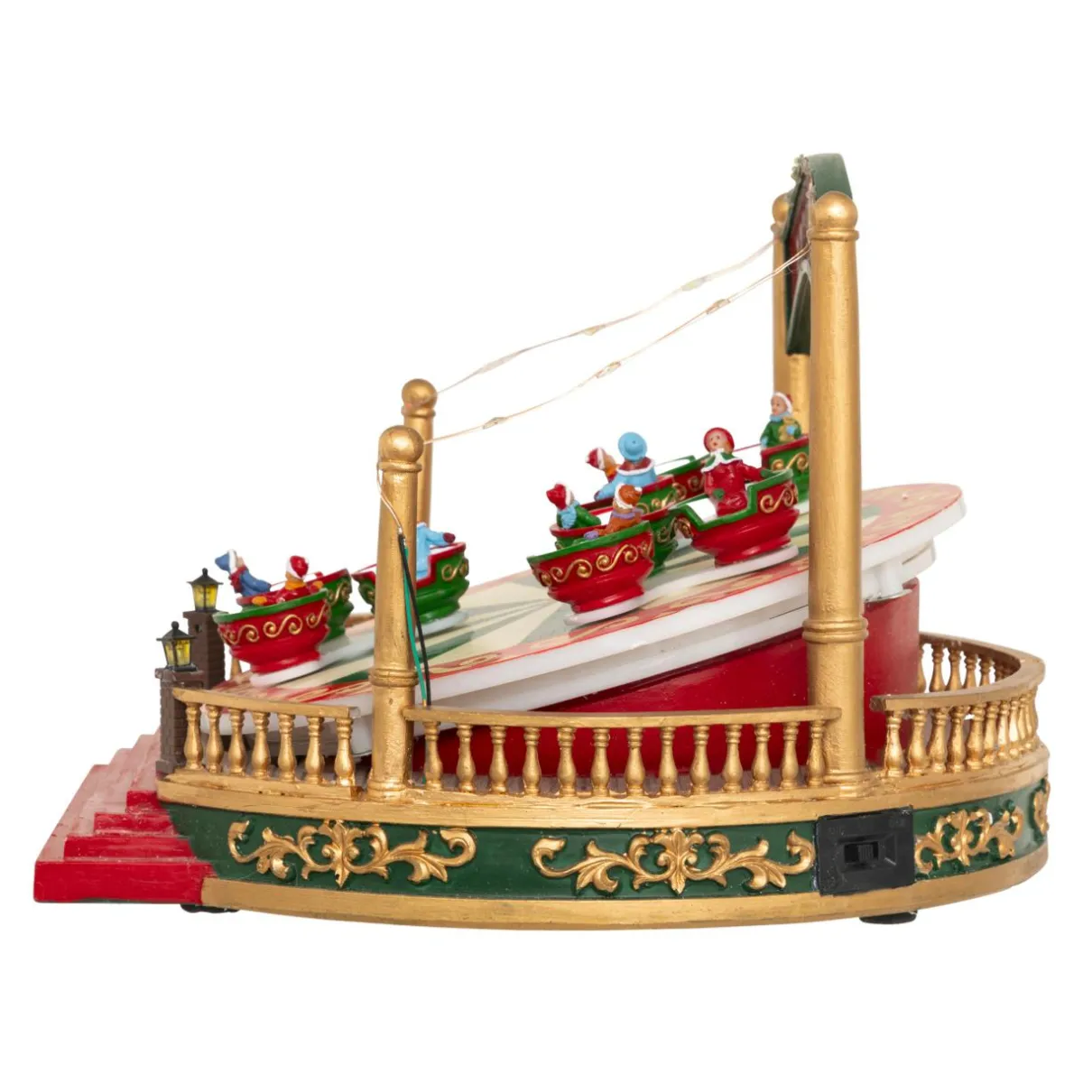 JJA Village de Noël musical et animé sur piles (H26 cm) Manège Tasses tournantes Multicolore Online