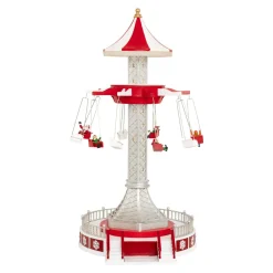 JJA Village de Noël musical et animé (H52 cm) Manège chaises volantes Multicolore