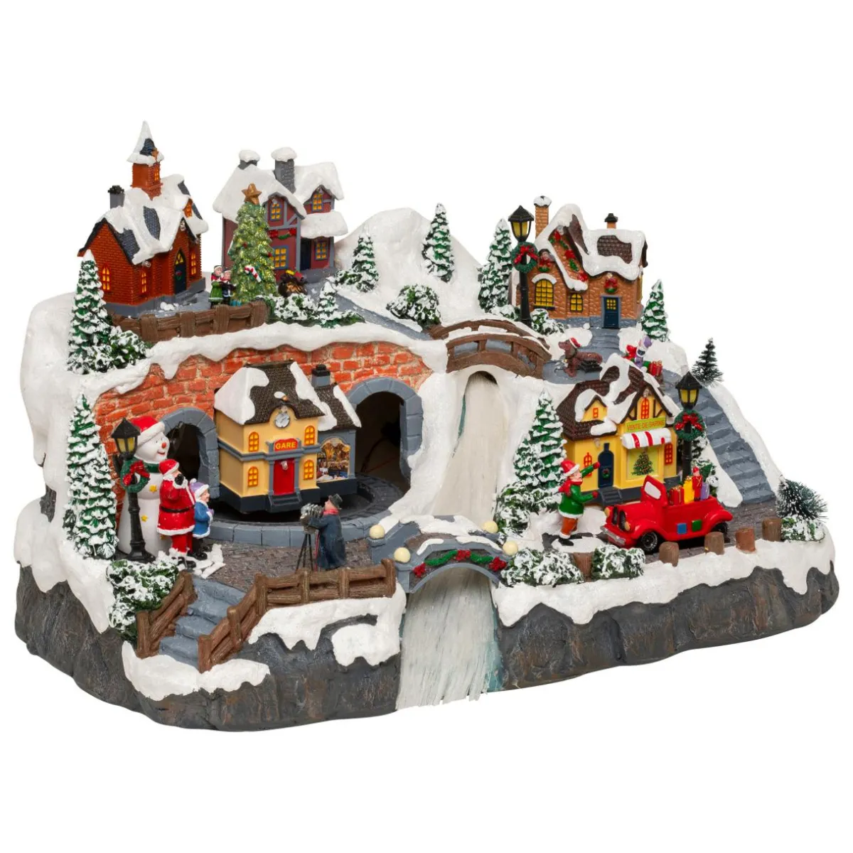 JJA Village de Noël musical et animé (H32 cm) Village en fête Multicolore Best