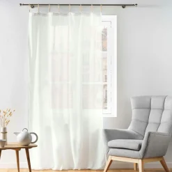 DOUCEUR D'INTERIEUR Voilage à passants coton (140 x 240 cm) Belani Blanc Sale