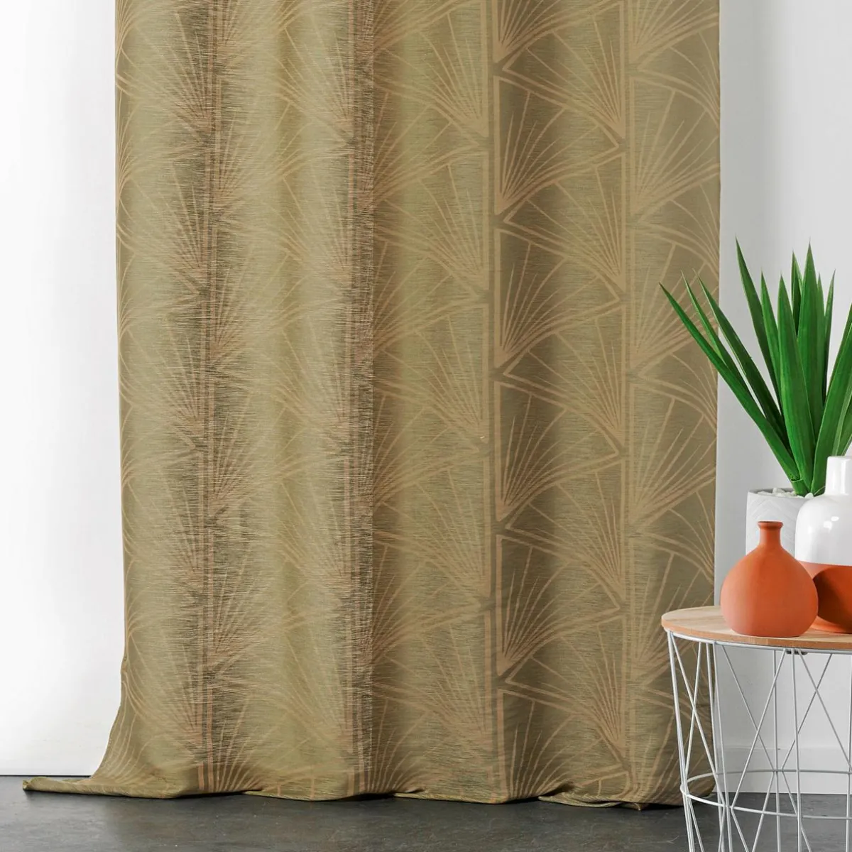 LINDER Voilage (140 x 275 cm) Cycas Vert kaki Outlet