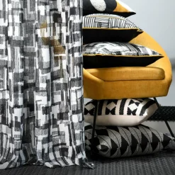 LOVELY CASA Voilage (140 x 260 cm) Linear Noir Clearance