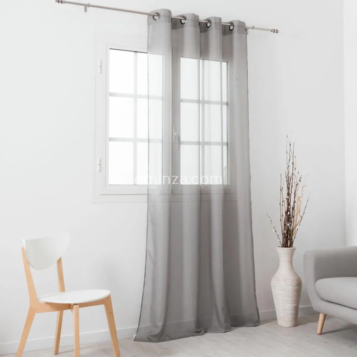 LINDER Voilage (145 x H240 cm) Givrée Gris perle Gris clair Clearance