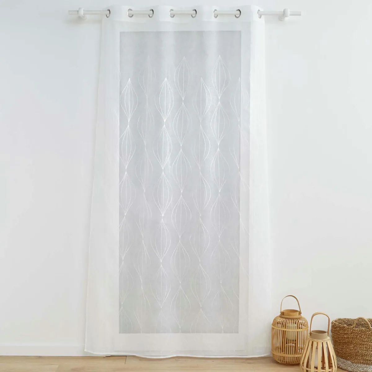 DOUCEUR D'INTERIEUR Voilage brodé (140 x 240 cm) Galactée Blanc