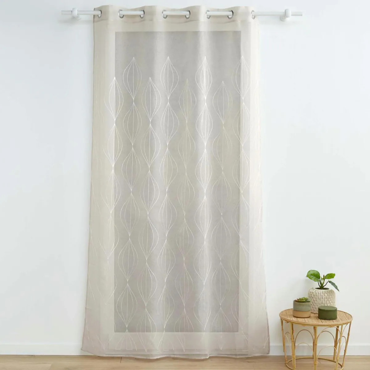DOUCEUR D'INTERIEUR Voilage brodé (140 x 240 cm) Galactée Taupe Discount