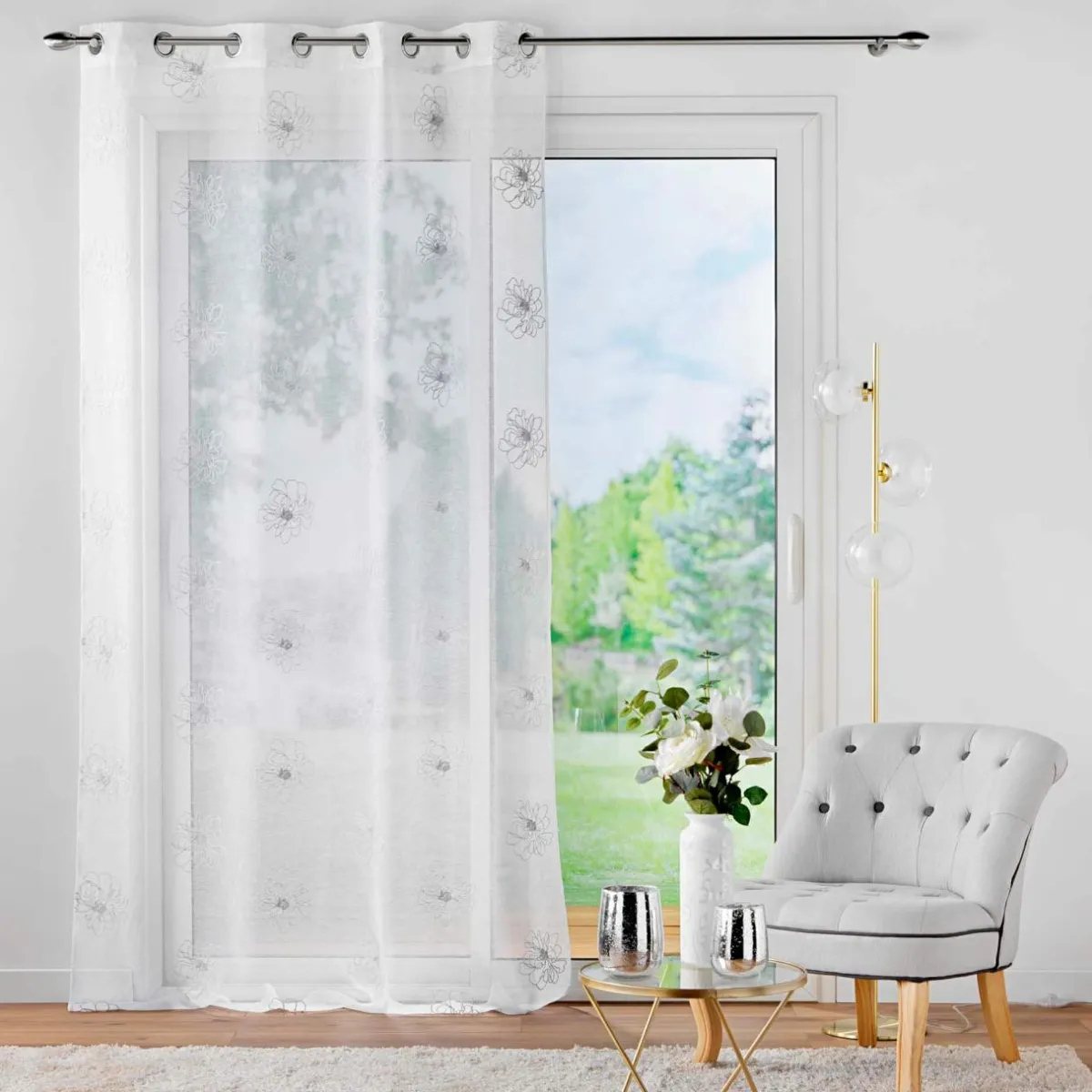 DOUCEUR D'INTERIEUR Voilage brodé œillets (140 x 240 cm) Sublimini Blanc New