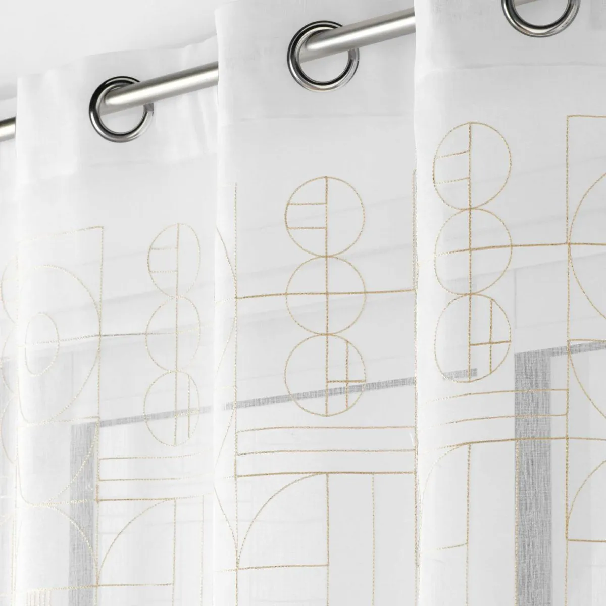 DOUCEUR D'INTERIEUR Voilage brodé œillets (140 x 240 cm) Odessa Or Discount