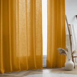 EMINZA Voilage effet lin (140 x 240 cm) Robin Jaune ocre New