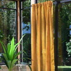 LOVELY CASA Voilage galon fronceur (140 x 260 cm) Derby Jaune moutarde New