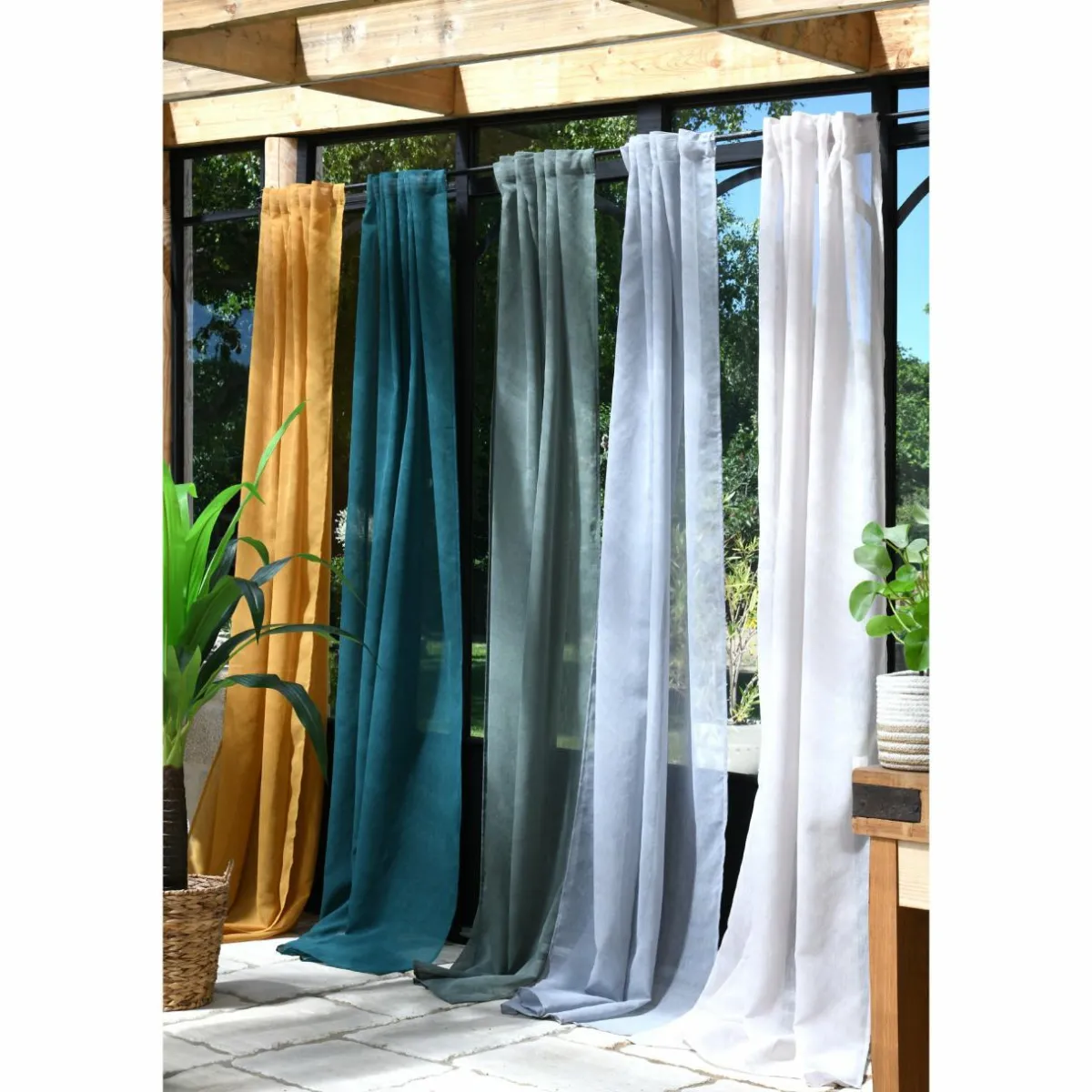 LOVELY CASA Voilage galon fronceur (140 x 260 cm) Derby Vert sapin New