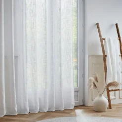 EMINZA Voilage galon fronceur effet lin (280 x 240 cm) Robin Blanc Sale