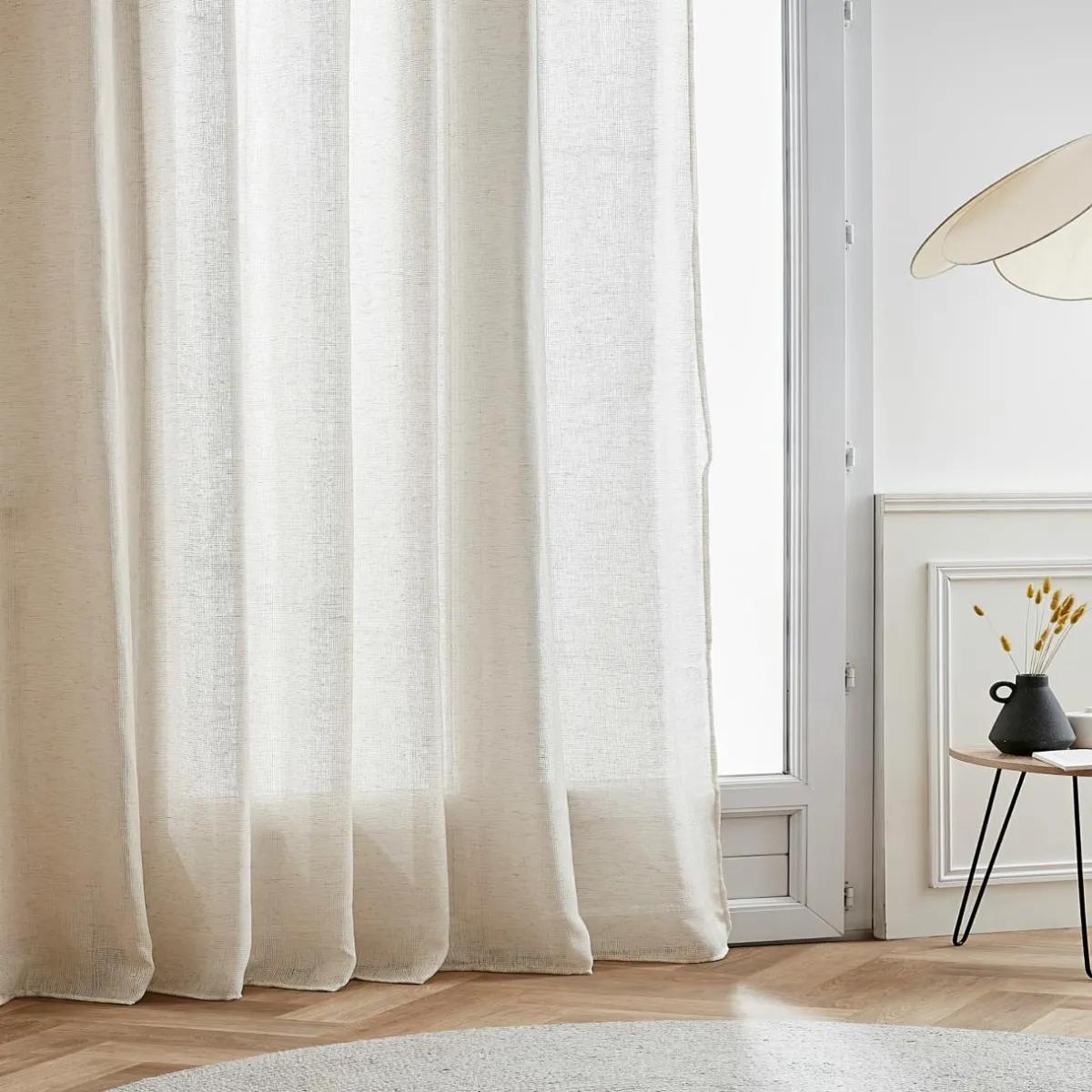 EMINZA Voilage galon fronceur effet lin (280 x 240 cm) Luca Beige Sale