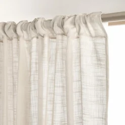 EMINZA Voilage galon fronceur effet lin (140 x 240 cm) Robin Beige
