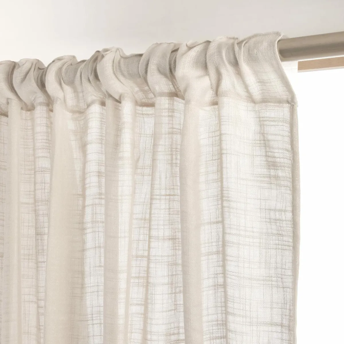 EMINZA Voilage galon fronceur effet lin (140 x 240 cm) Robin Beige